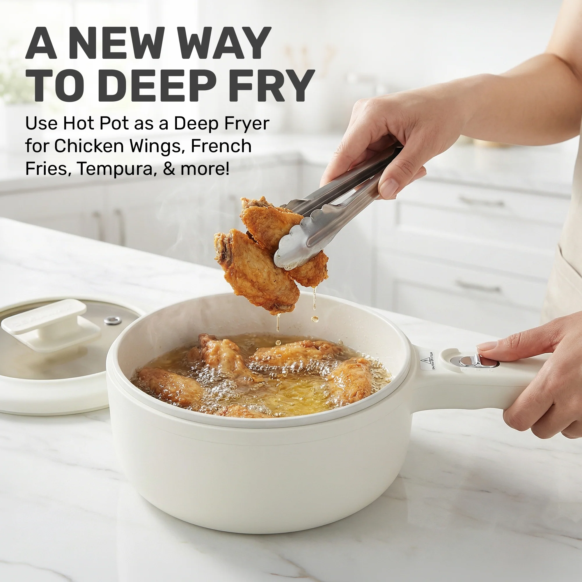 Ceramax Electric Cooker Nonstick Ceramic Skillet Pan Hot Pot Mini Cooker with Lid Steamer - Image 10
