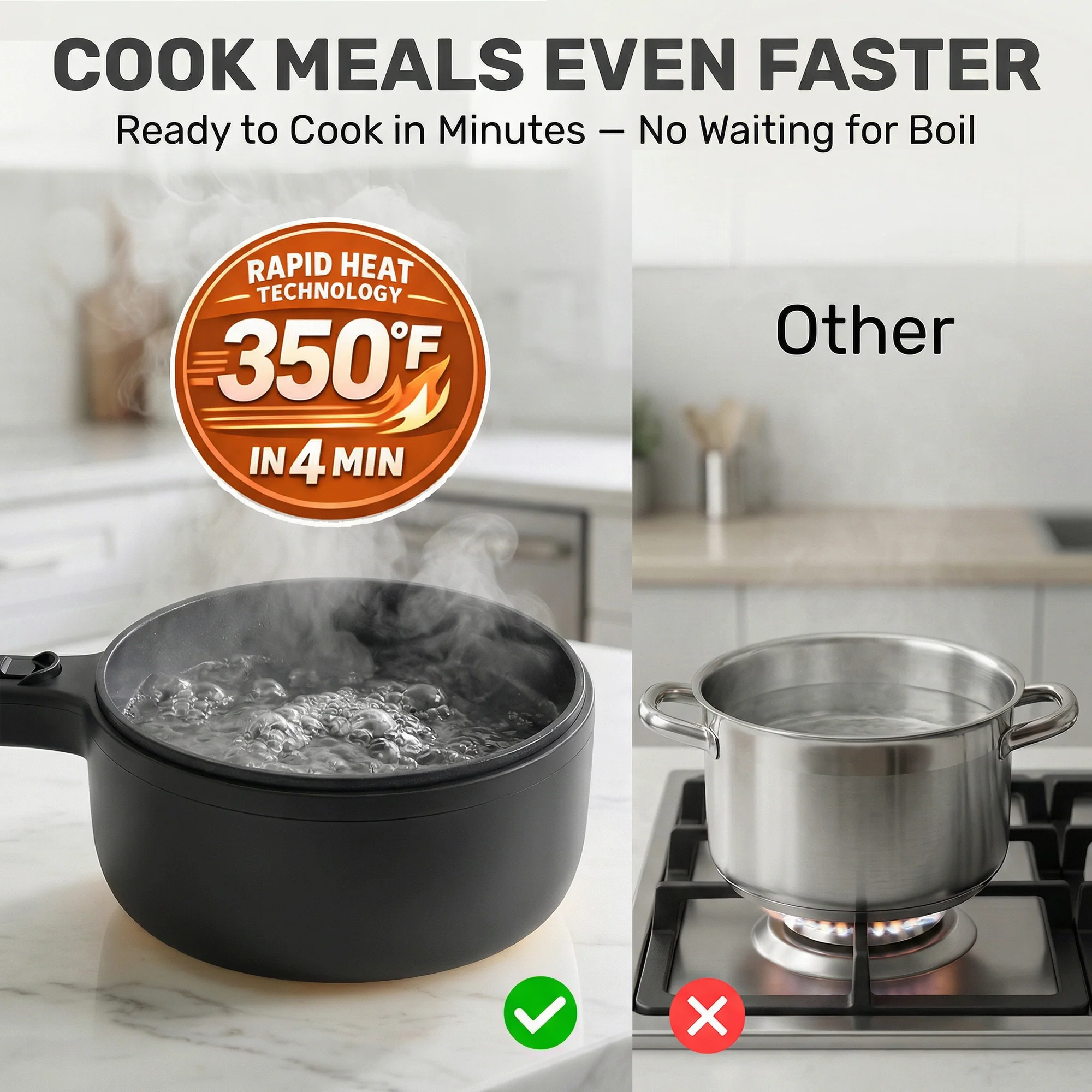 Ceramax Electric Cooker Nonstick Ceramic Skillet Pan Hot Pot Mini Cooker with Lid Steamer - Image 16