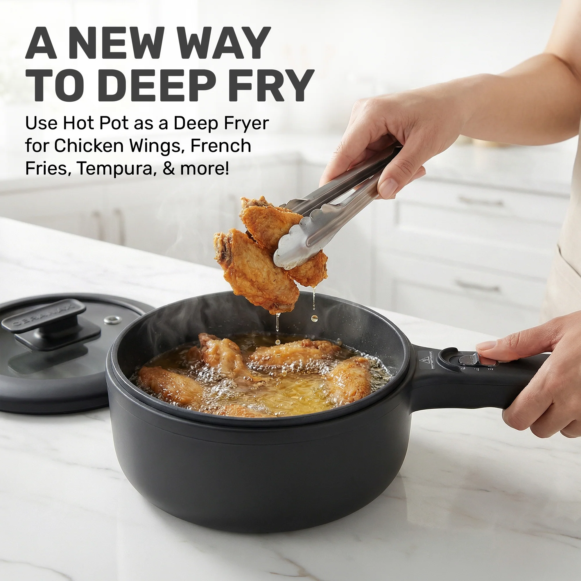Ceramax Electric Cooker Nonstick Ceramic Skillet Pan Hot Pot Mini Cooker with Lid Steamer - Image 18