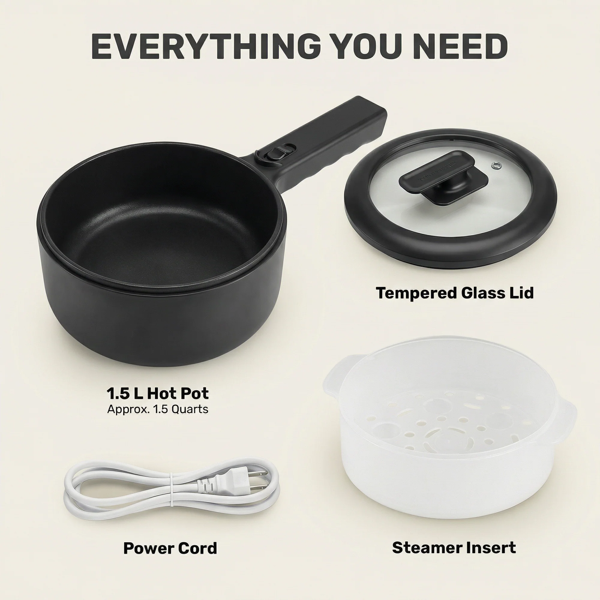 Ceramax Electric Cooker Nonstick Ceramic Skillet Pan Hot Pot Mini Cooker with Lid Steamer - Image 19