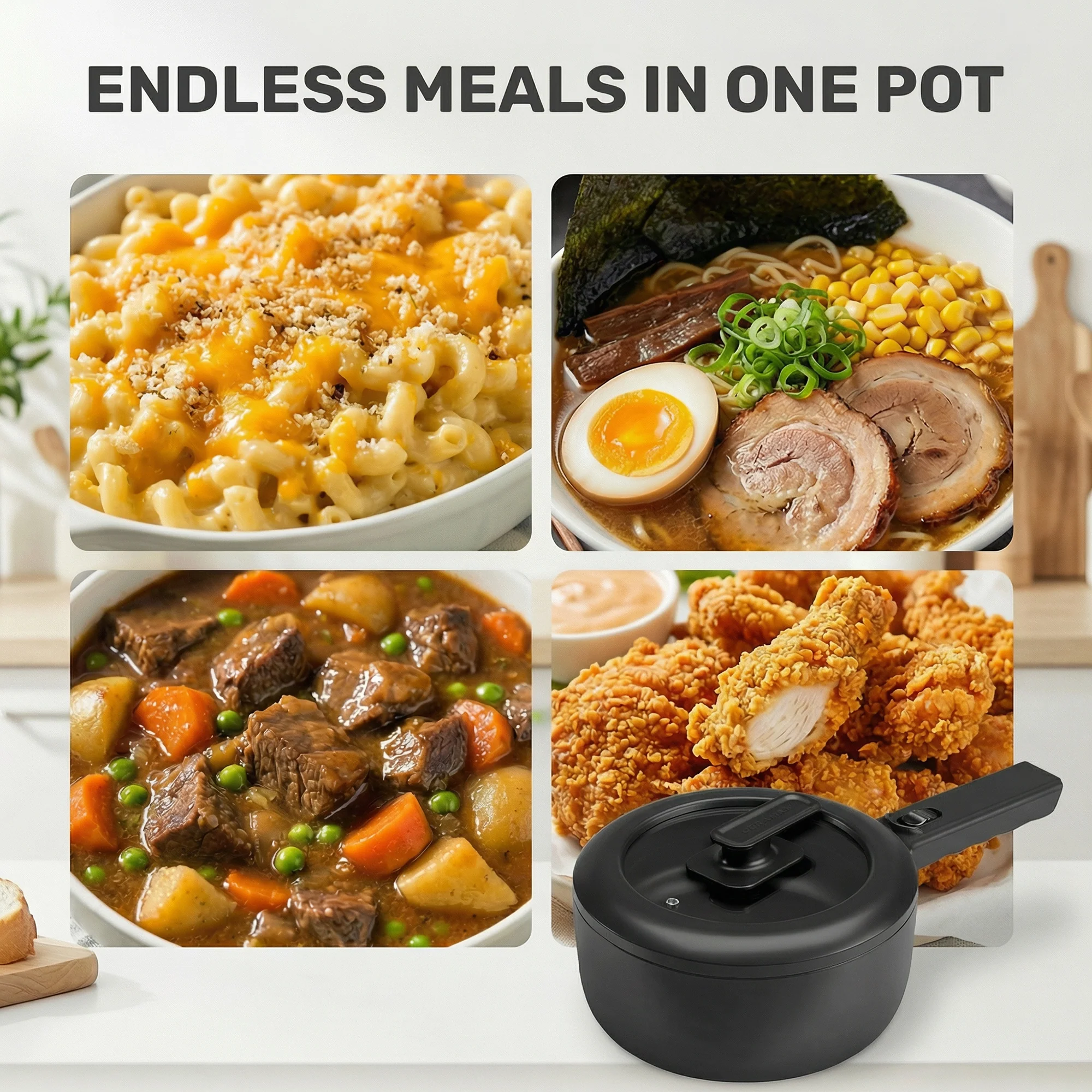 Ceramax Electric Cooker Nonstick Ceramic Skillet Pan Hot Pot Mini Cooker with Lid Steamer - Image 20
