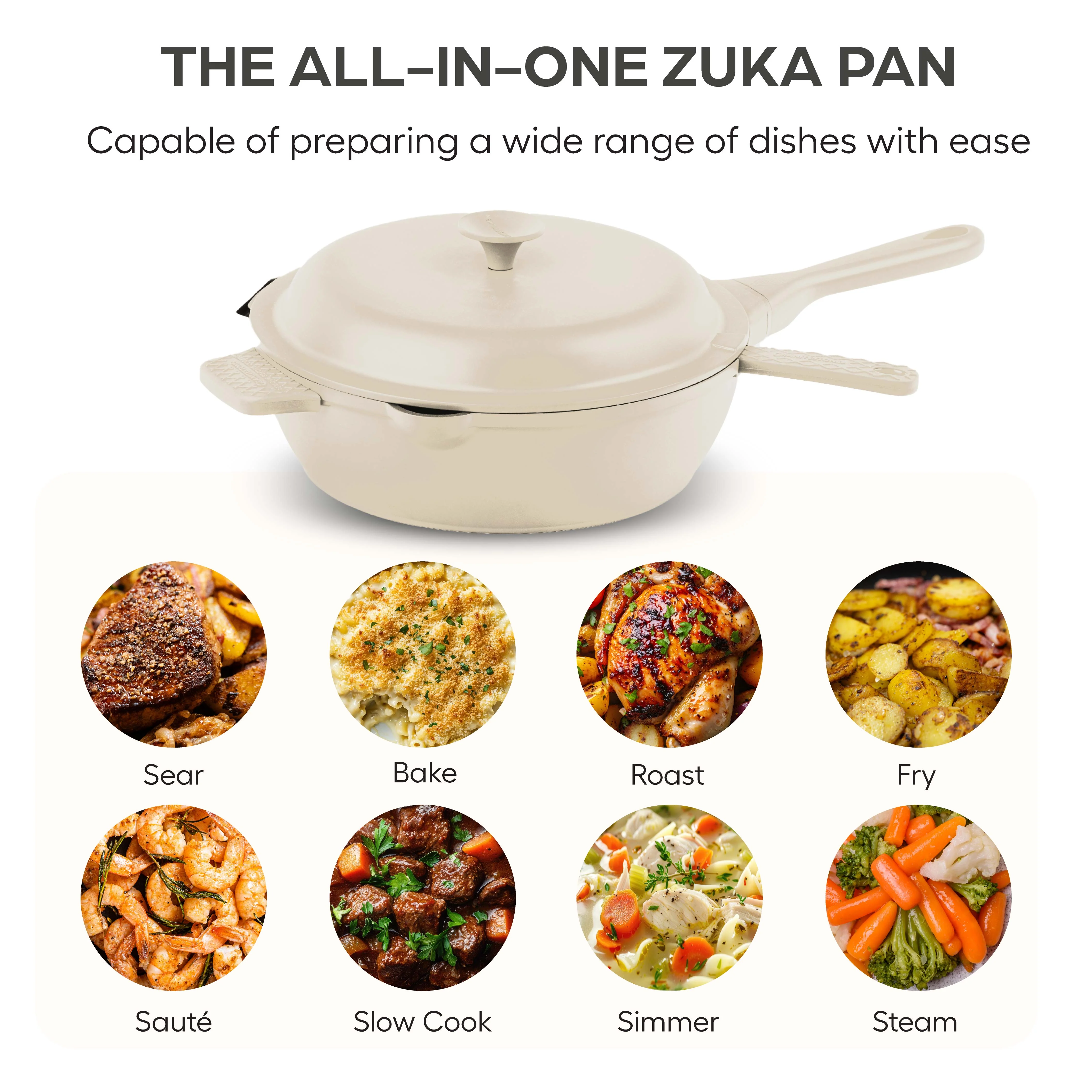 Granitestone 10" Zuka Pan – 6-Piece Multi-Functional Everyday Pan Set with Lid, Nylon Spoon & Steamer Basket - Image 4