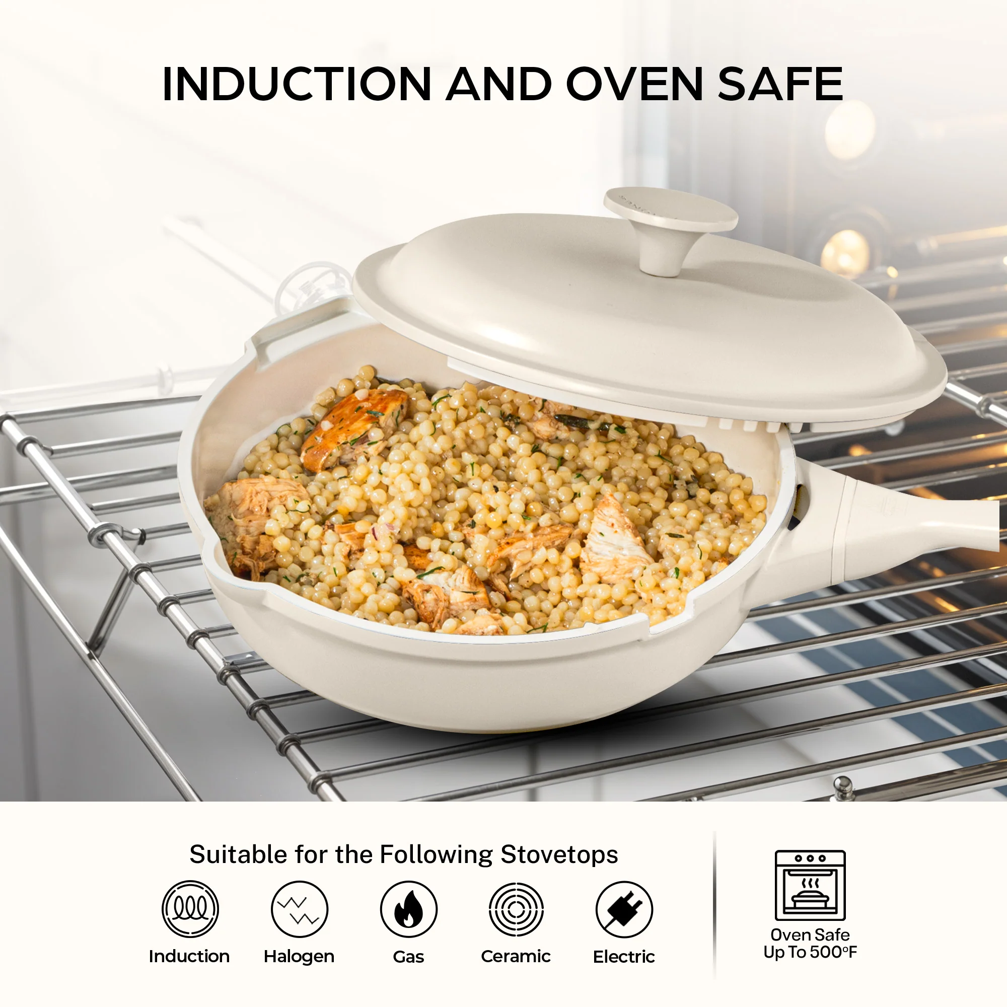 Granitestone 10" Zuka Pan – 6-Piece Multi-Functional Everyday Pan Set with Lid, Nylon Spoon & Steamer Basket - Image 5