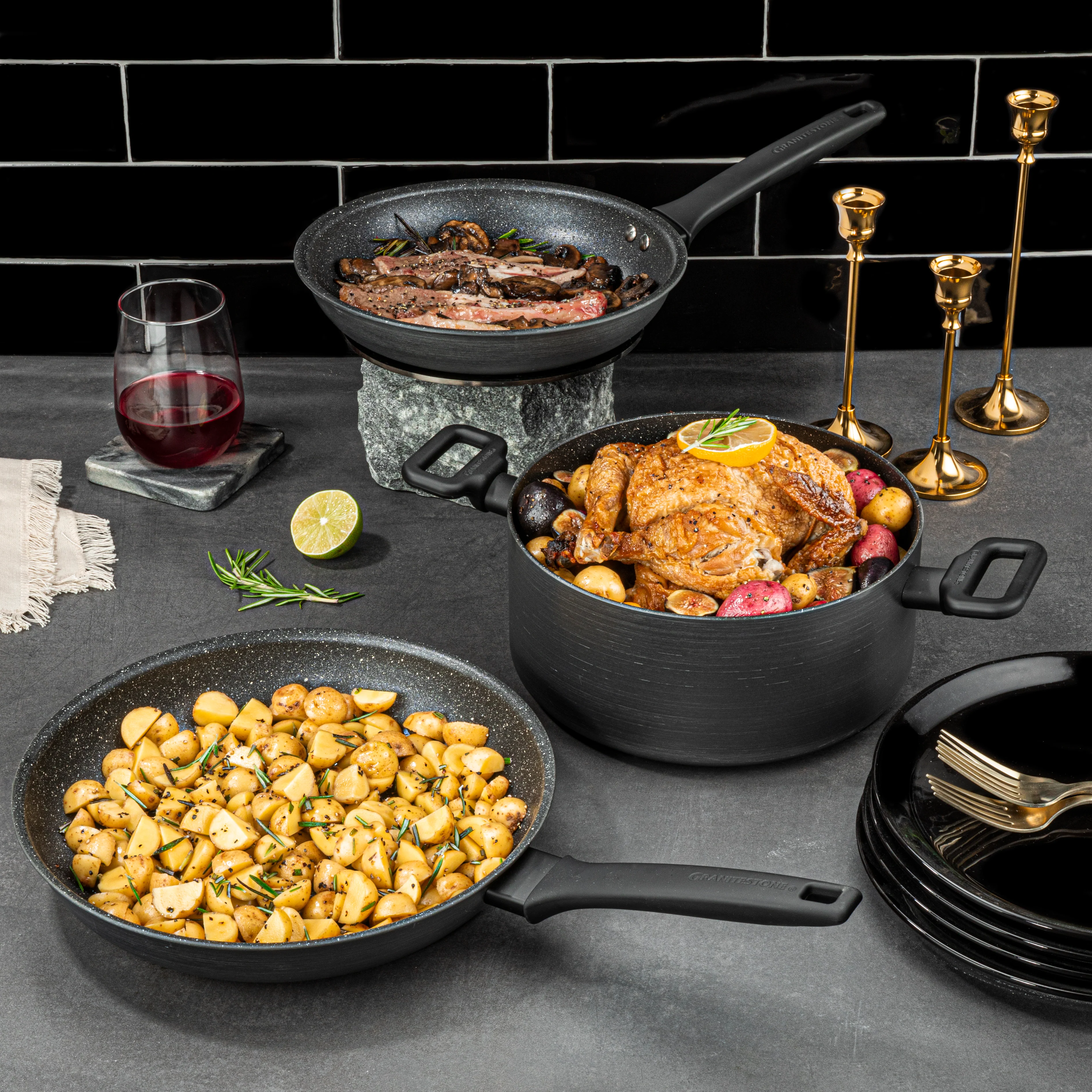 Granitestone 10-Piece Pro Premiere Hard Anodized Stovetop Set with Easy Grip Handles - Image 3